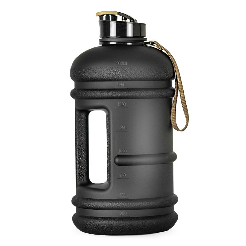 TOOFEEL 2 Liter Water Bottles - Half Gallon Water Bottle BPA Free - Ideal for Gym, Big Water Jug, Reusable Sports Bottle with Measurements Marked Drink Container (2.2L 74oz Matte Black Water Jugs) - Image 1